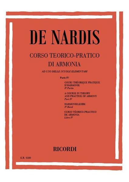 Corso Teorico. Pratico di Armonia. parte 4. Camillo De Nardis -  Camillo De Nardis - copertina
