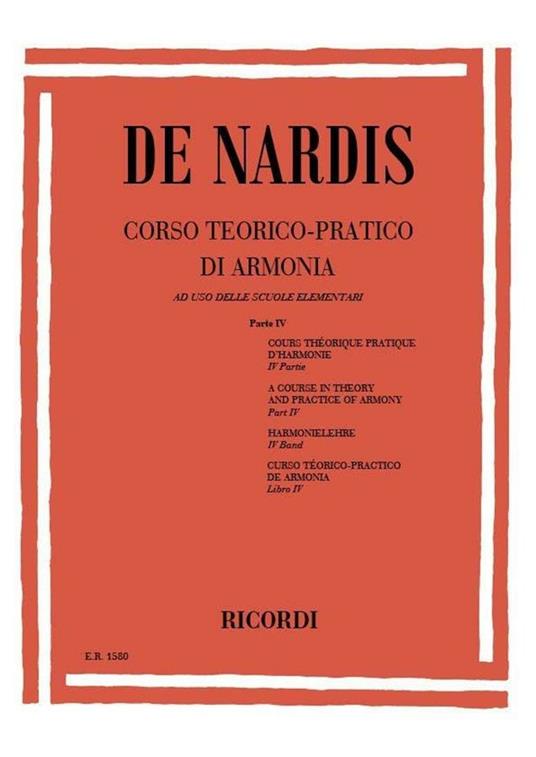  Corso Teorico. Pratico di Armonia. parte 4. Camillo De Nardis -  Camillo De Nardis - copertina