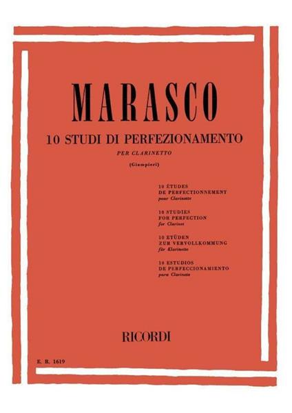  10 Studi di Perfezionamento. per Clarinetto -  G. Marasco - copertina