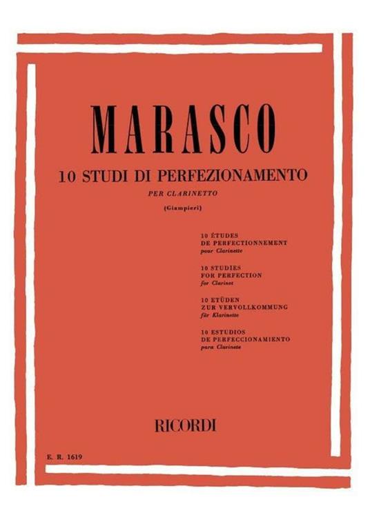  10 Studi di Perfezionamento. per Clarinetto -  G. Marasco - copertina