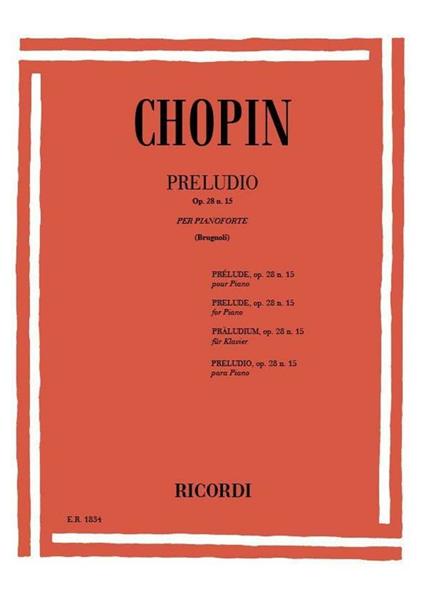  24 Preludi Op. 28: N. 15 in Re Bem. per Pianoforte -  Fryderyk Franciszek Chopin - copertina