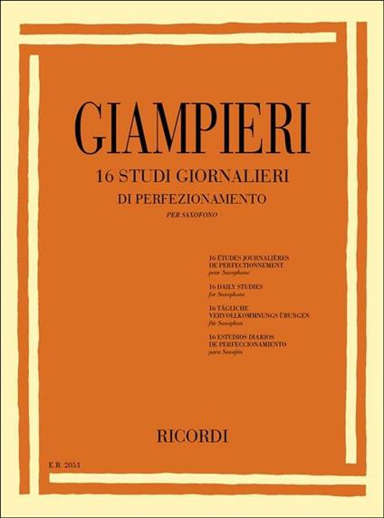  16 Studi Giornalieri di Perfezionamento. Sassofono. Sax -  Alamiro Giampieri - copertina