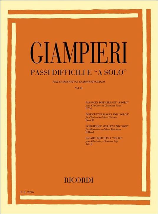  Passi Difficili e "A Solo" vol. 2. Clarinetto e Clar Basso -  Alamiro Giampieri - copertina