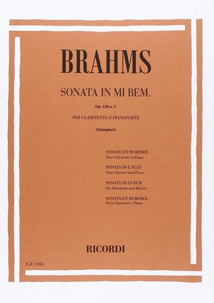  Sonata Op. 120 N. 2 in Mi Bem. Clarinetto e pianoforte -  Johannes Brahms - copertina