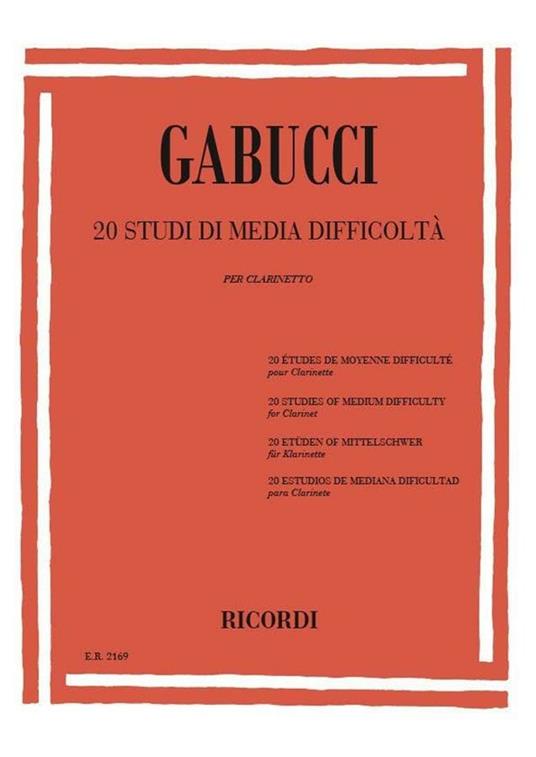  Studi di Media Difficolta. Clarinetto -  Agostino Gabucci - copertina