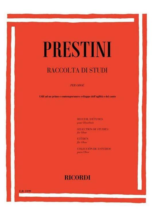  Raccolta di studi per oboe utili ad un primo e -  G. Prestini - copertina