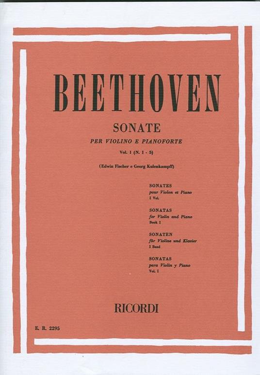  10 Sonate per Violino e Pianoforte vol. I: N.1-5 -  Ludwig van Beethoven - copertina