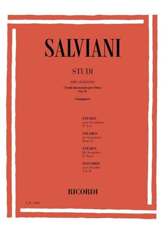  Studi per Saxofono (Tratti Dal Metodo per Oboe). sassofono. sax -  C. Salviani - copertina