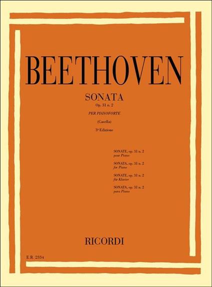 32 Sonate: N. 17 in Re Min. Op. 31 N. 2 'La. Pianoforte -  Ludwig van Beethoven - copertina