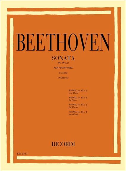  Sonata Op. 49 N. 2. Pianoforte. Alfredo Casella -  Ludwig van Beethoven - copertina