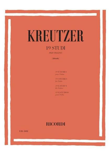  19 Studi. Violino. Spartiti -  Rudolf Kreutzer - copertina