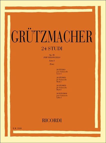  24 Studi Op.38. Libro I (Pais). per Violoncello -  Friedrich Grützmacher - copertina