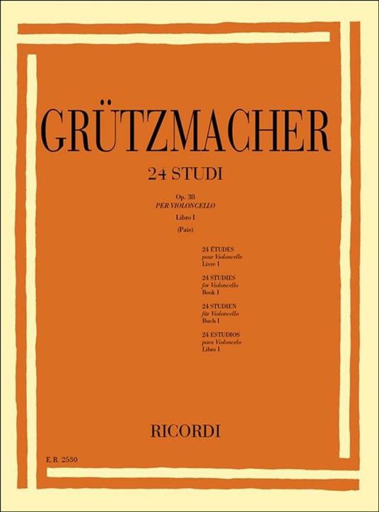  24 Studi Op.38. Libro I (Pais). per Violoncello -  Friedrich Grützmacher - copertina