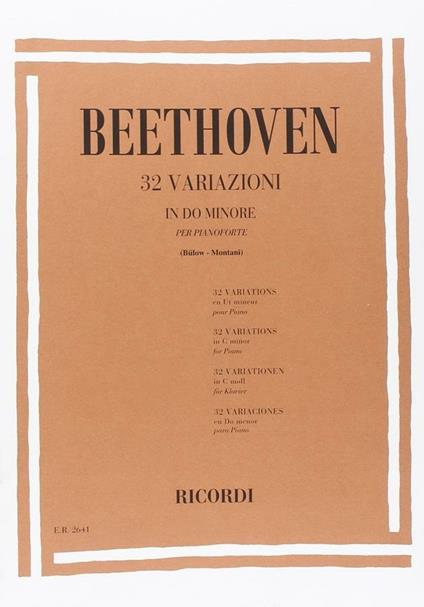  32 Variazioni in Do Min. Pianoforte -  Ludwig van Beethoven - copertina