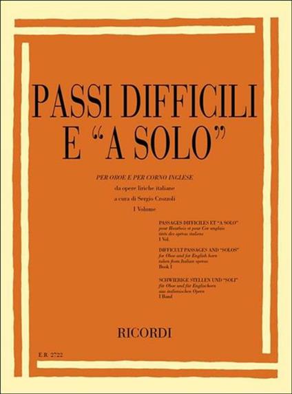  Passi Difficili e a Solo da Opere Liriche. vol. 1 -  Sergio Crozzoli - copertina