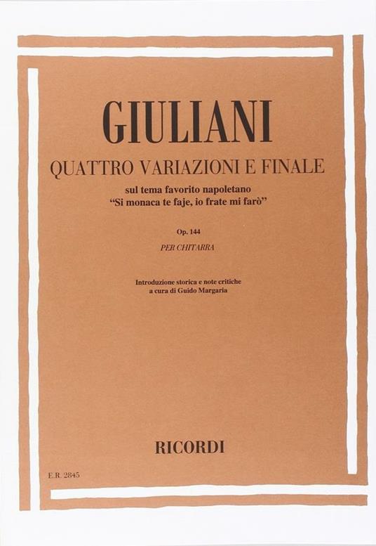  4 Variazioni e Finale Sul Tema Favorito Napolitano. Chitarra -  Mauro Giuliani - copertina