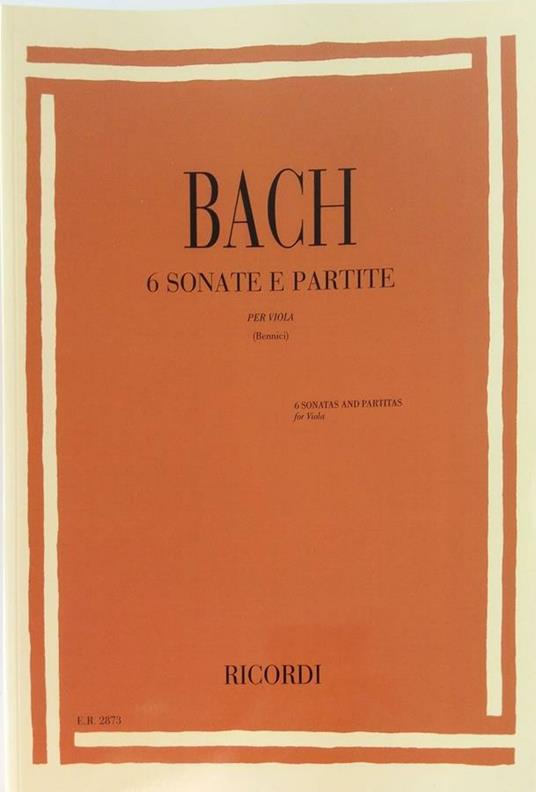  6 Sonate e Partite BWV 1001. 1006. per viola -  Johann Sebastian Bach - copertina