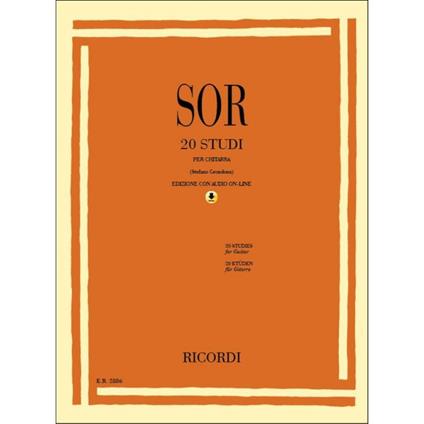  Fernando Sor. 20 Studi per Chitarra. Con contenuti audio online -  Fernando Sor - copertina