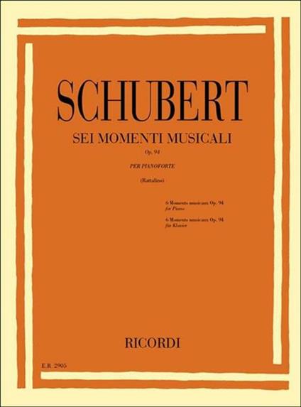  6 Momenti Musicali Op.94 D.780. per pianoforte -  Franz Schubert - copertina