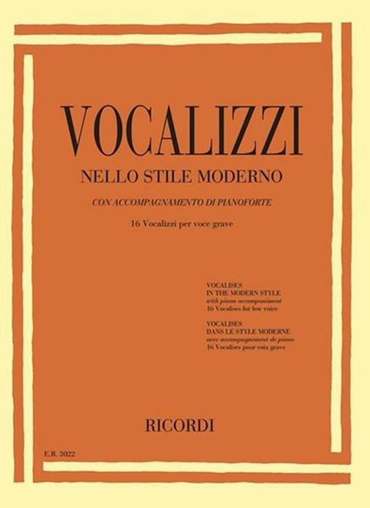  Vocalizzi nello stile moderno. 16 Vocalizzi per Voce Grave - copertina