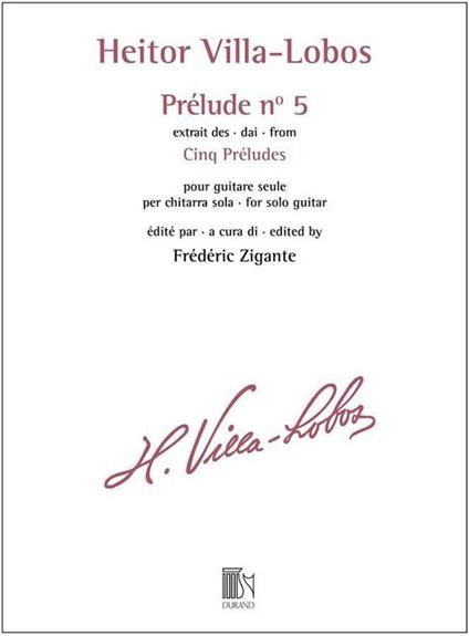  Prélude n° 5. extrait des Cinq Préludes. chitarra -  Heitor Villa-Lobos - copertina