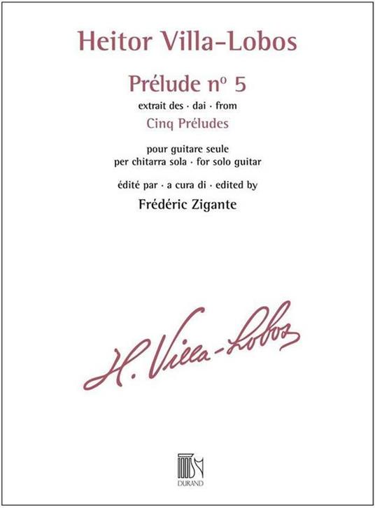  Prélude n° 5. extrait des Cinq Préludes. chitarra -  Heitor Villa-Lobos - copertina