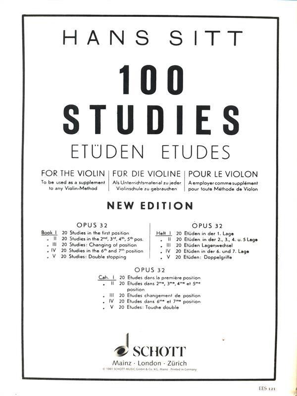  H. Sitt - 100 Etudes - Op. 32 - Vol1