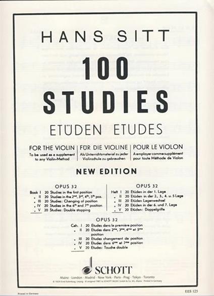  H. Sitt. 100 Etudes. Op. 32. Vol5 - copertina