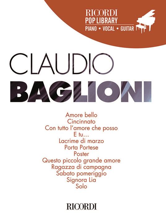  Pop Library. Canto. Pianoforte. Chitarra -  Claudio Baglioni - copertina