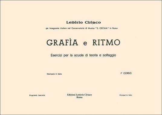  L. Ciriaco. Grafia e Ritmo. 1° Corso - copertina