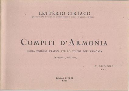  Compiti di Armonia 2 Fasc -  L. Ciriaco - copertina