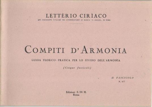  Compiti di Armonia 2 Fasc -  L. Ciriaco - copertina
