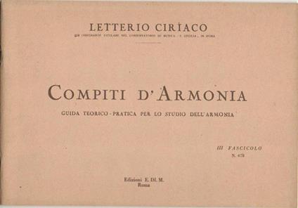  Compiti di Armonia 3 Fasc -  L. Ciriaco - copertina