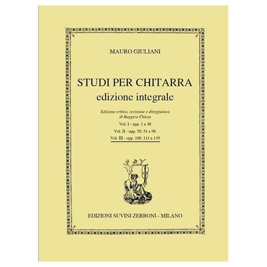  Studi per chitarra Ed.Integrale Vol. 3 - Mauro Giuliani - (R. Chiesa) -  Mauro Giuliani - copertina