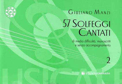  G. Manzi. Solfeggi Cantati Manoscritti vol. 2 (57 Solfeggi) - copertina