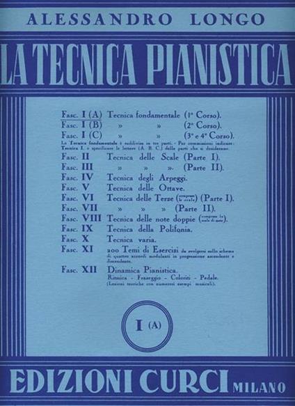  Tecnica pianistica. Vol. 1-a -  Alessandro Longo - copertina