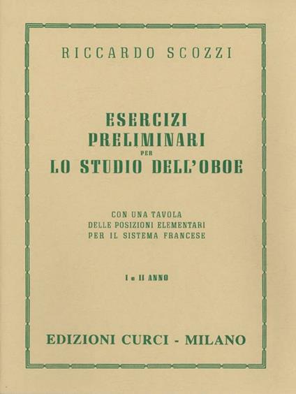  Esercizi preliminari per lo studio dell'oboe -  Riccardo Scozzi - copertina