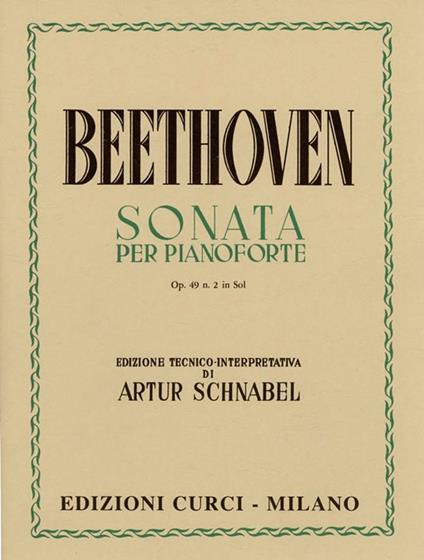  Sonata Op. 49 n. 2 in Sol. Per pianoforte. Spartito -  Ludwig van Beethoven - copertina