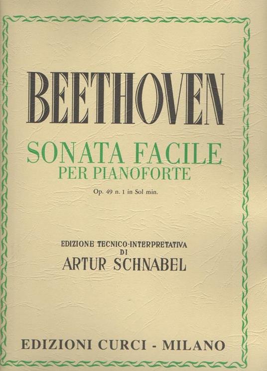  Sonata Op. 49, n. 1 in Sol minore. Per pianoforte. Spartito -  Ludwig van Beethoven - copertina