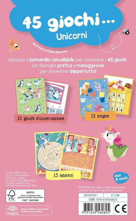 45 giochi... unicorni. Ediz. a colori. Ediz. a spirale. Con pennarello cancellabile - 3