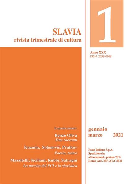 Slavia. Rivista trimestrale di cultura (2021). Vol. 1 - Jolanda Bufalini,Paola Ferretti,Paolo Grusovin,Pavol Koprda - ebook