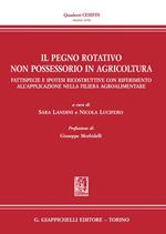 Il pegno rotativo non possessorio in agricoltura. Fattispecie e ipotesi ricostruttive con riferimento all'applicazione nella filiera agroalimentare