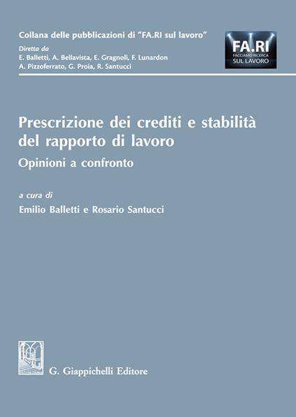 Prescrizione dei crediti e stabilità del rapporto di lavoro - copertina