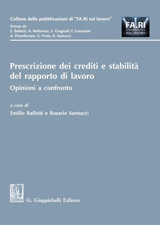 Prescrizione dei crediti e stabilità del rapporto di lavoro - copertina