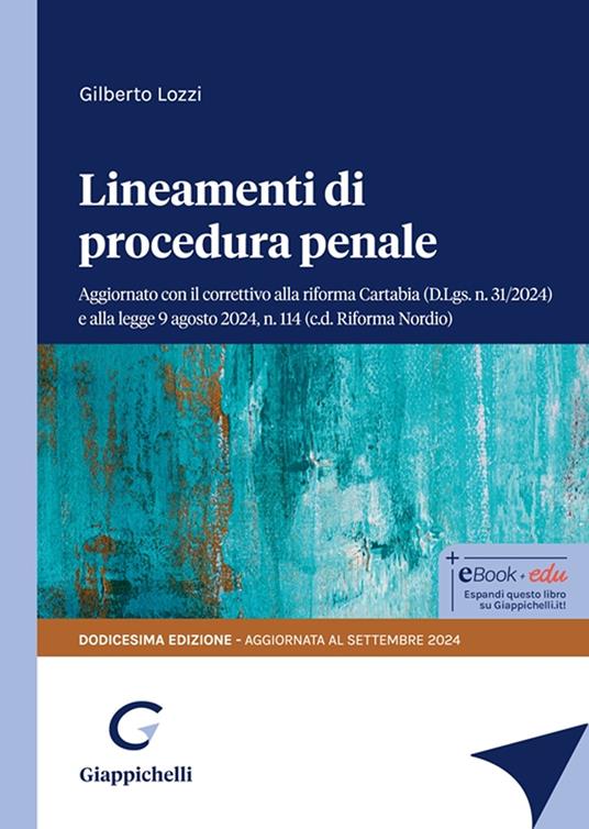 Lineamenti di procedura penale - Gilberto Lozzi - copertina