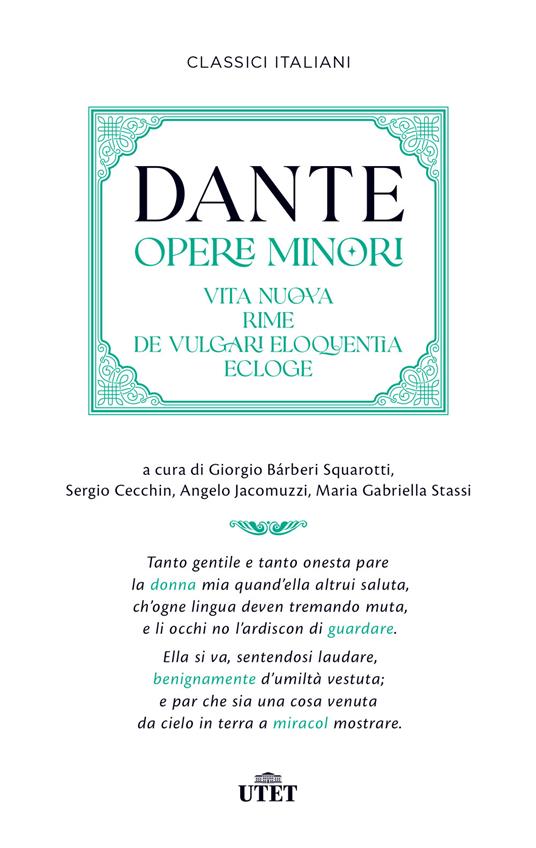Opere minori: Vita nuova-Rime-De vulgari eloquentia-Ecloge - Dante Alighieri - copertina