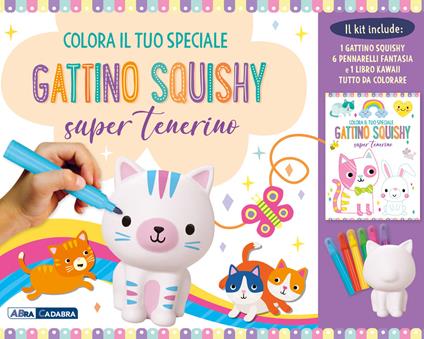 Colora il tuo speciale gattino Squishy super tenerino. Ediz. illustrata. Con gadget. Con 6 pennarelli - copertina
