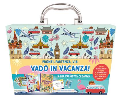 Vado in vacanza. La mia valigetta creativa. Ediz. illustrata. Con pennarelli, matite, penne gel. Con Carte - copertina