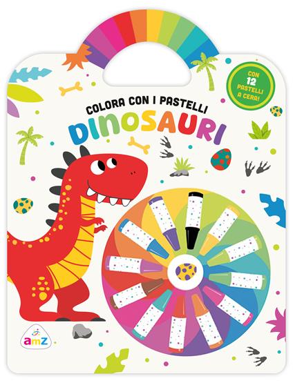 Dinosauri. Colora coi pastelli. Ediz. illustrata. Con 12 pastelli a cera - copertina