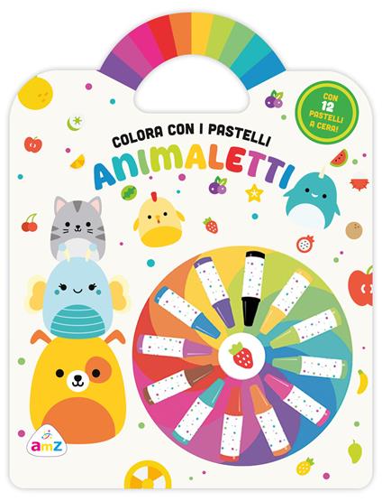 Animaletti. Colora coi pastelli. Ediz. illustrata. Con 12 pastelli a cera - copertina